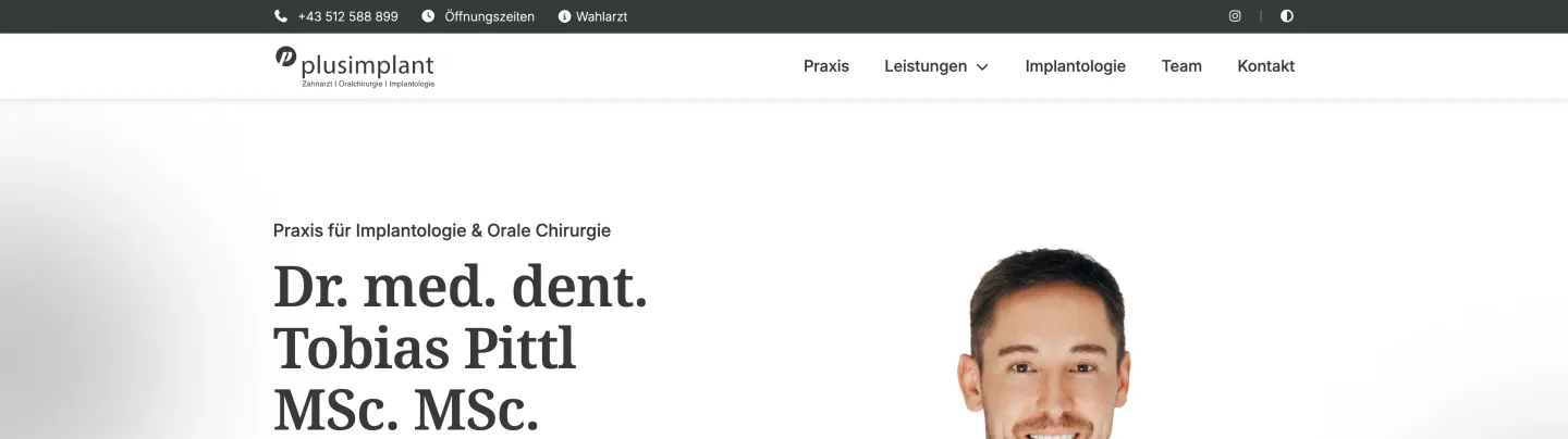 Desktop-Ansichten der Arztpraxis-Website für Dr. Tobias Pittl