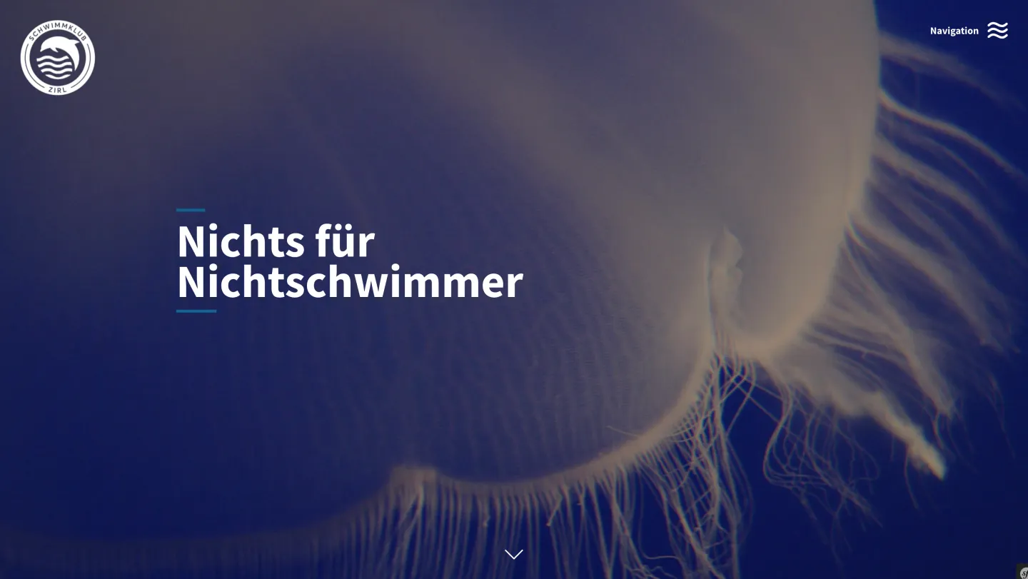 Startseite der Vereinswebsite des Schwimmklub Zirl